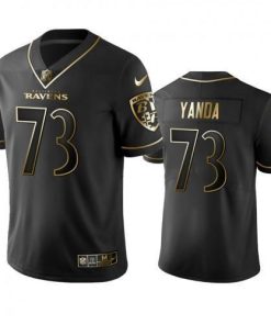 Nike Baltimore Ravens #73 Marshal Yanda Black Golden Limited Edition Stitched NFL Jersey Men's