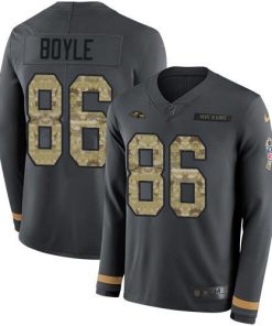 Nike Baltimore Ravens #86 Nick Boyle Anthracite Salute to Service Men's Stitched NFL Limited Therma Long Sleeve Jersey Men's