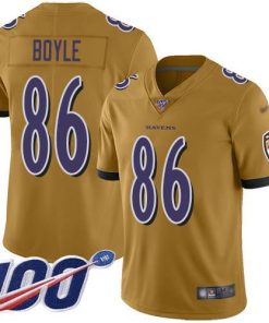 Nike Baltimore Ravens #86 Nick Boyle Gold Men's Stitched NFL Limited Inverted Legend 100th Season Jersey Men's