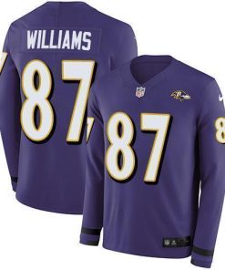 Nike Baltimore Ravens #87 Maxx Williams Purple Team Color Men's Stitched NFL Limited Therma Long Sleeve Jersey Men's