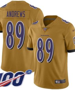 Nike Baltimore Ravens #89 Mark Andrews Gold Men's Stitched NFL Limited Inverted Legend 100th Season Jersey Men's