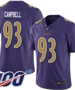 Nike Baltimore Ravens #93 Calais Campbell Purple Men's Stitched NFL Limited Rush 100th Season Jersey Men's