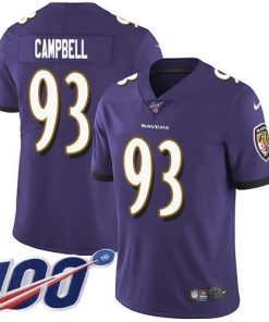 Nike Baltimore Ravens #93 Calais Campbell Purple Team Color Men's Stitched NFL 100th Season Vapor Untouchable Limited Jersey Men's