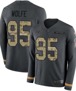 Nike Baltimore Ravens #95 Derek Wolfe Anthracite Salute to Service Men's Stitched NFL Limited Therma Long Sleeve Jersey Men's