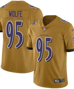 Nike Baltimore Ravens #95 Derek Wolfe Gold Men's Stitched NFL Limited Inverted Legend Jersey Men's