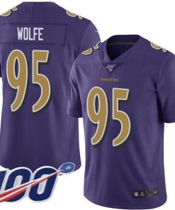 Nike Baltimore Ravens #95 Derek Wolfe Purple Men's Stitched NFL Limited Rush 100th Season Jersey Men's