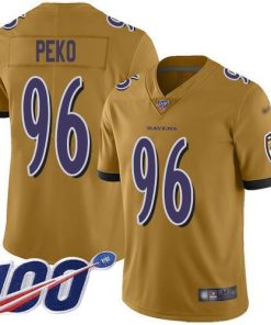 Nike Baltimore Ravens #96 Domata Peko Sr Gold Men's Stitched NFL Limited Inverted Legend 100th Season Jersey Men's
