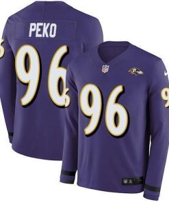 Nike Baltimore Ravens #96 Domata Peko Sr Purple Team Color Men's Stitched NFL Limited Therma Long Sleeve Jersey Men's