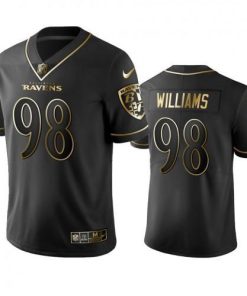 Nike Baltimore Ravens #98 Brandon Williams Black Golden Limited Edition Stitched NFL Jersey Men's