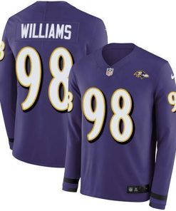 Nike Baltimore Ravens #98 Brandon Williams Purple Team Color Men's Stitched NFL Limited Therma Long Sleeve Jersey Men's