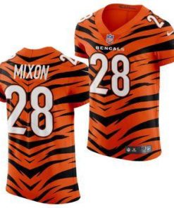 Nike Bengals #28 Joe Mixon Men's 2021-22 Orange City Edition Elite NFL Jersey