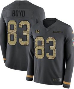 Nike Bengals #83 Tyler Boyd Anthracite Salute To Service Men's Stitched NFL Limited Therma Long Sleeve Jersey