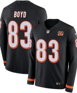 Nike Bengals #83 Tyler Boyd Black Team Color Men's Stitched NFL Limited Therma Long Sleeve Jersey