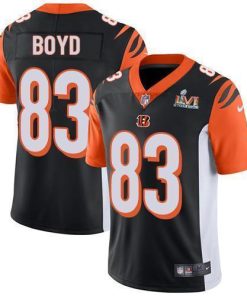 Nike Bengals #83 Tyler Boyd Black Team Color Super Bowl LVI Patch Men's Stitched NFL Vapor Untouchable Limited Jersey
