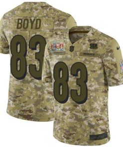 Nike Bengals #83 Tyler Boyd Camo Super Bowl LVI Patch Men's Stitched NFL Limited 2018 Salute To Service Jersey