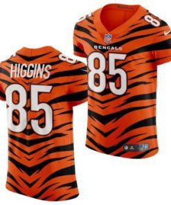 Nike Bengals #85 Tee Higgins Men's 2021-22 Orange City Edition Elite NFL Jersey
