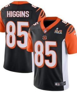 Nike Bengals #85 Tee Higgins Black Team Color Super Bowl LVI Patch Men's Stitched NFL Vapor Untouchable Limited Jersey