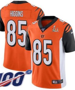 Nike Bengals #85 Tee Higgins Orange Super Bowl LVI Patch Alternate Men's Stitched NFL 100th Season Vapor Limited Jersey