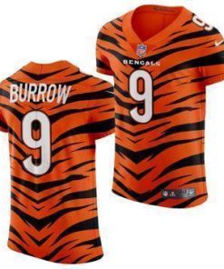 Nike Bengals #9 Joe Burrow Men's 2021-22 Orange City Edition Elite NFL Jersey