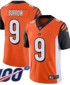Nike Bengals #9 Joe Burrow Orange Alternate Men's Stitched NFL 100th Season Vapor Untouchable Limited Jersey