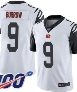 Nike Bengals #9 Joe Burrow White Men's Stitched NFL Limited Rush 100th Season Jersey