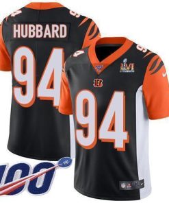 Nike Bengals #94 Sam Hubbard Black Team Color Super Bowl LVI Patch Men's Stitched NFL 100th Season Vapor Limited Jersey