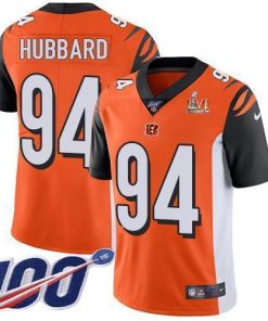Nike Bengals #94 Sam Hubbard Orange Super Bowl LVI Patch Alternate Men's Stitched NFL 100th Season Vapor Limited Jersey