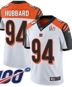Nike Bengals #94 Sam Hubbard White Super Bowl LVI Patch Men's Stitched NFL 100th Season Vapor Limited Jersey