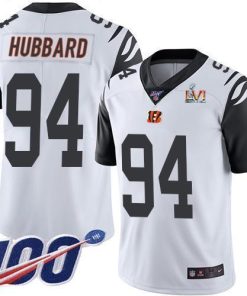 Nike Bengals #94 Sam Hubbard White Super Bowl LVI Patch Men's Stitched NFL Limited Rush 100th Season Jersey