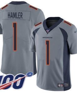 Nike Broncos #1 KJ Hamler Gray Men's Stitched NFL Limited Inverted Legend 100th Season Jersey