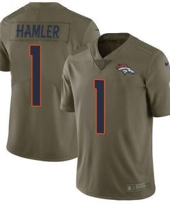 Nike Broncos #1 KJ Hamler Olive Men's Stitched NFL Limited 2017 Salute To Service Jersey