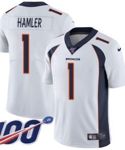 Nike Broncos #1 KJ Hamler White Men's Stitched NFL 100th Season Vapor Untouchable Limited Jersey