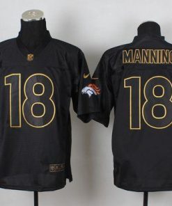 Nike Broncos #18 Peyton Manning Black Gold No. Fashion Men's Stitched NFL Elite Jersey