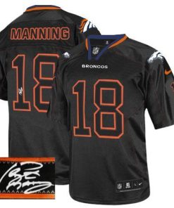 Nike Broncos #18 Peyton Manning Lights Out Black Men's Stitched NFL Elite Autographed Jersey