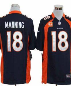Nike Broncos #18 Peyton Manning Navy Blue Alternate With C Patch Men's Stitched NFL Game Jersey