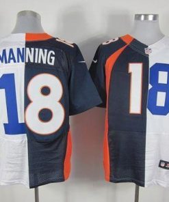 Nike Broncos #18 Peyton Manning Navy Blue/White Men's Stitched NFL Elite Split Colts Jersey