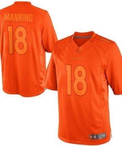 Nike Broncos #18 Peyton Manning Orange Men's Stitched NFL Drenched Limited Jersey