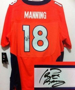 Nike Broncos #18 Peyton Manning Orange Team Color Men's Stitched NFL Elite Autographed Jersey