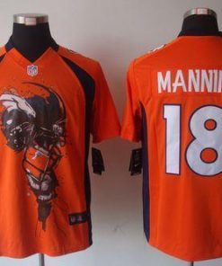 Nike Broncos #18 Peyton Manning Orange Team Color Men's Stitched NFL Helmet Tri-Blend Limited Jersey