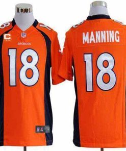 Nike Broncos #18 Peyton Manning Orange Team Color With C Patch Men's Stitched NFL Game Jersey