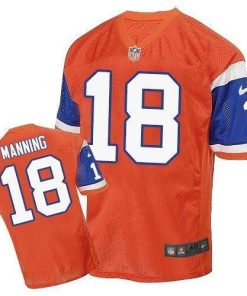 Nike Broncos #18 Peyton Manning Orange Throwback Men's Stitched NFL Elite Jersey
