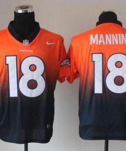 Nike Broncos #18 Peyton Manning Orange/Navy Blue Men's Stitched NFL Elite Fadeaway Fashion Jersey