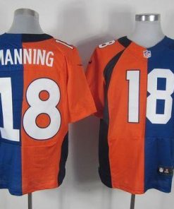 Nike Broncos #18 Peyton Manning Orange/Royal Blue Men's Stitched NFL Elite Split Colts Jersey