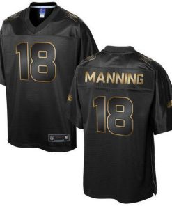 Nike Broncos #18 Peyton Manning Pro Line Black Gold Collection Men's Stitched NFL Game Jersey