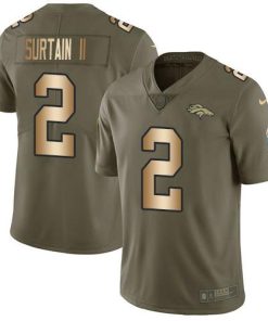 Nike Broncos #2 Patrick Surtain II Olive/Gold Men's Stitched NFL Limited 2017 Salute To Service Jersey