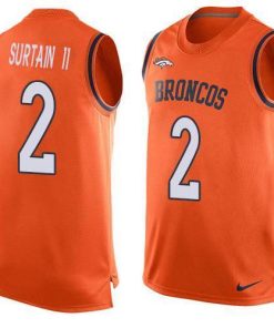 Nike Broncos #2 Patrick Surtain II Orange Team Color Men's Stitched NFL Limited Tank Top Jersey