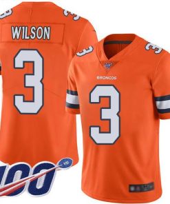 Nike Broncos #3 Russell Wilson Orange Men's Stitched NFL Limited Rush 100th Season Jersey