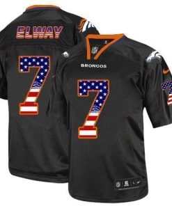 Nike Broncos #7 John Elway Black Men's Stitched NFL Elite USA Flag Fashion Jersey