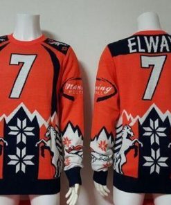 Nike Broncos #7 John Elway Orange/Navy Blue Men's Ugly Sweater