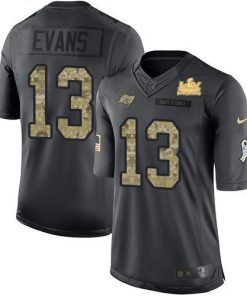 Nike Buccaneers #13 Mike Evans Black Men's Super Bowl LV Champions Patch NFL Limited 2016 Salute To Service Jersey